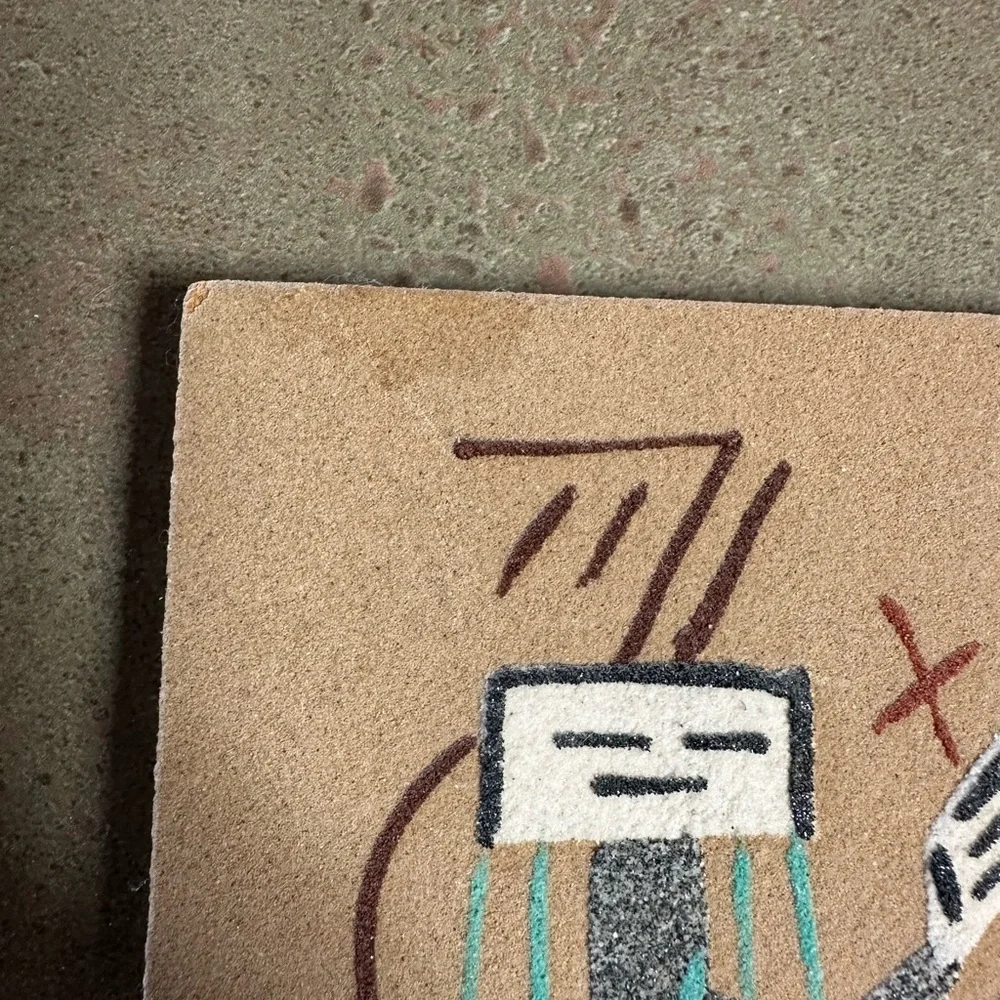 Native American Sand Art 4”x8” Signed by Artist - Picture 5 of 6